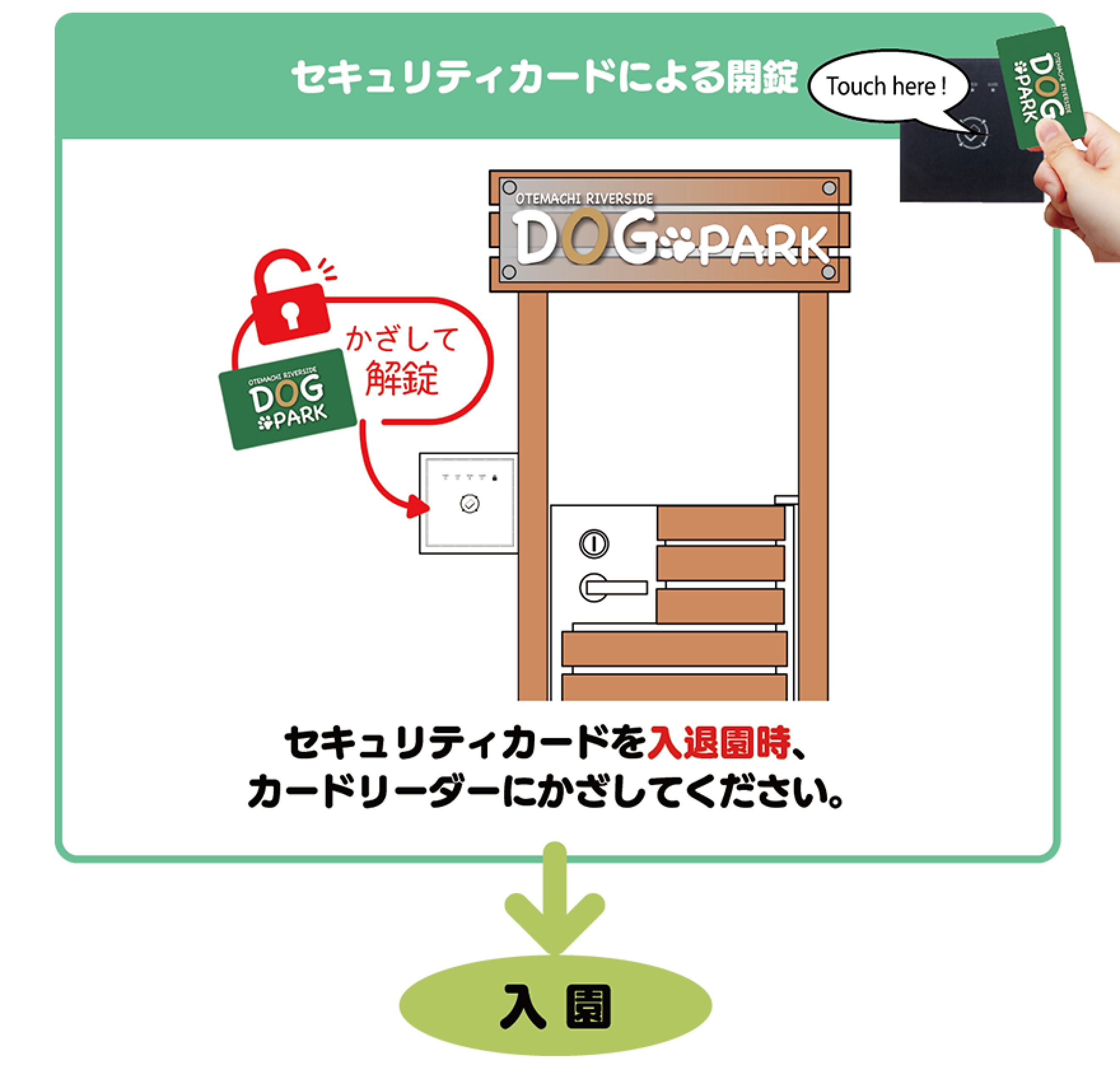 セキュリティカードによる開錠でご入場ください。